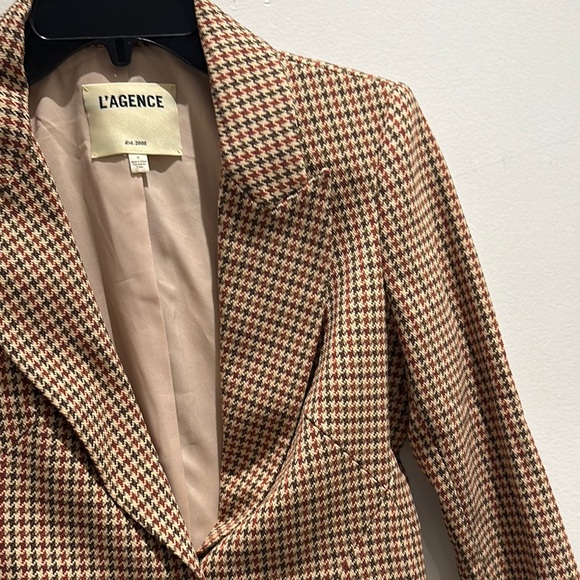 BRAND NEW- L'AGENCE Women's Houndstooth Blazer - Brown - Picture 3 of 5